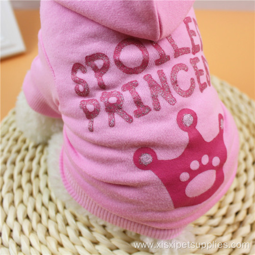 princess style pink hoodies small dog clothes